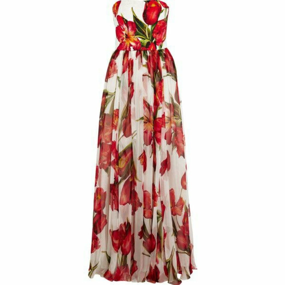 Spring😍Dolce & Gabbana strapless floral Summer